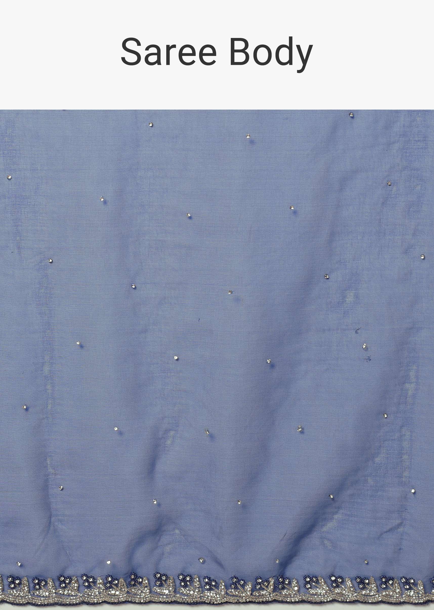 Blue Organza Saree With Stone Work And Unstitched Blouse Piece