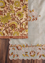 Blush Peach Cotton Printed Unstitched Suit Set