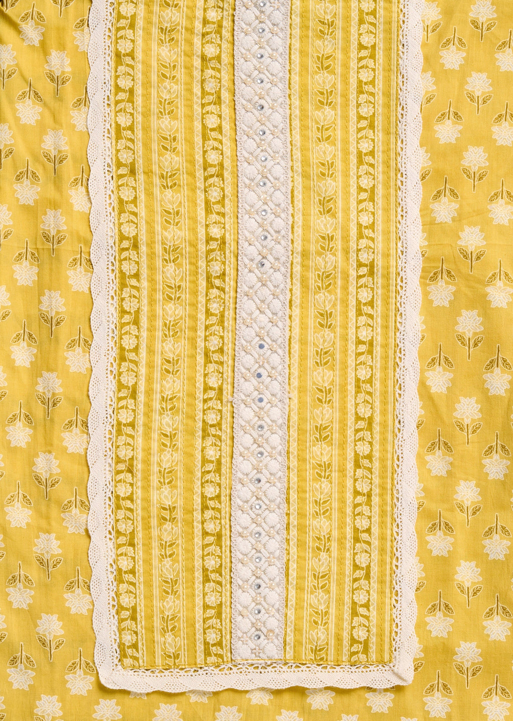 Bright Yellow Cotton Unstitched Suit