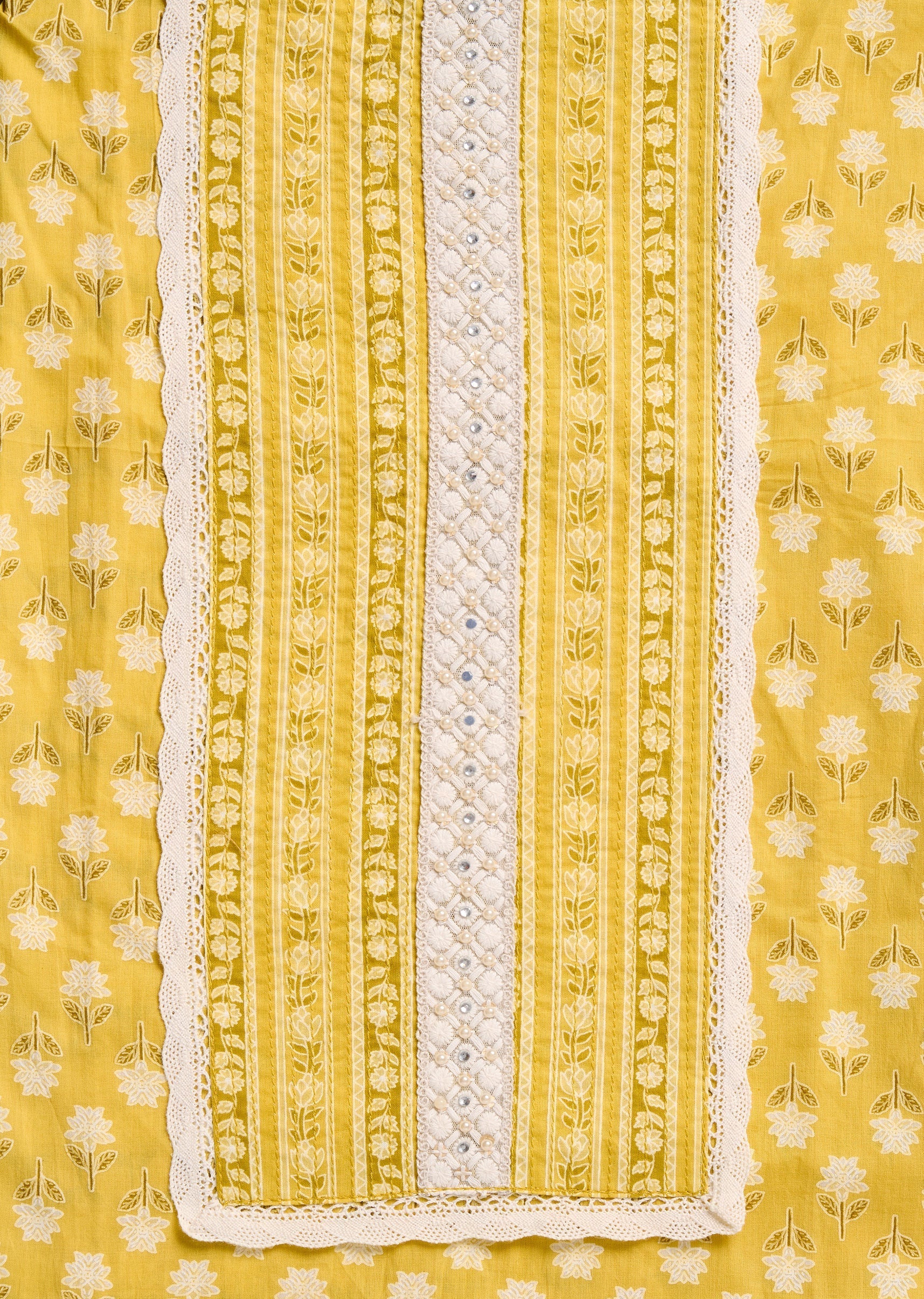 Bright Yellow Cotton Unstitched Suit