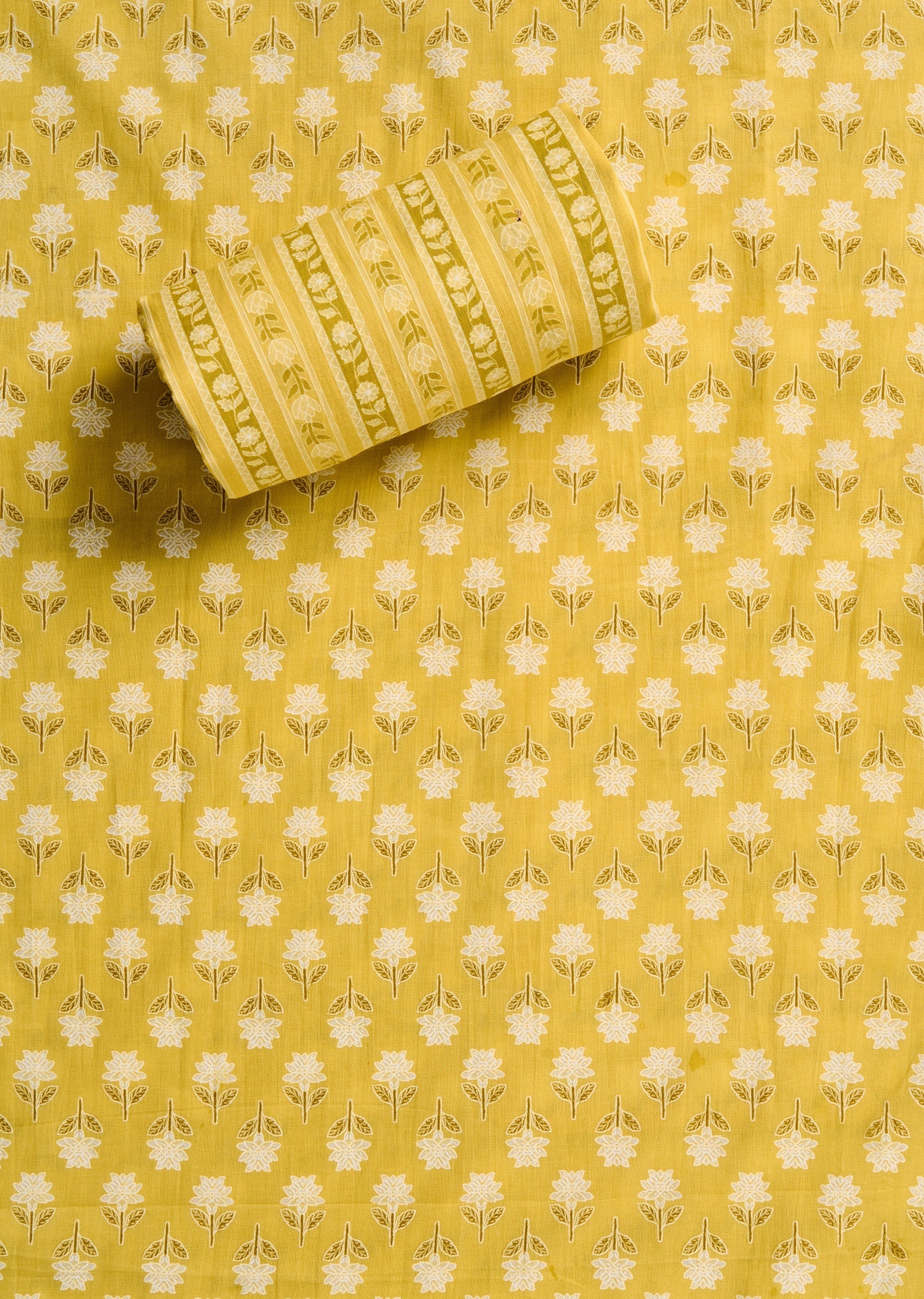 Bright Yellow Cotton Unstitched Suit