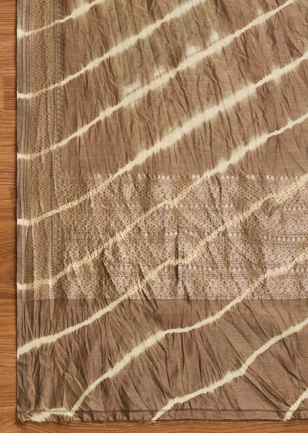 Brown Chanderi Unstitched Suit With Dupatta