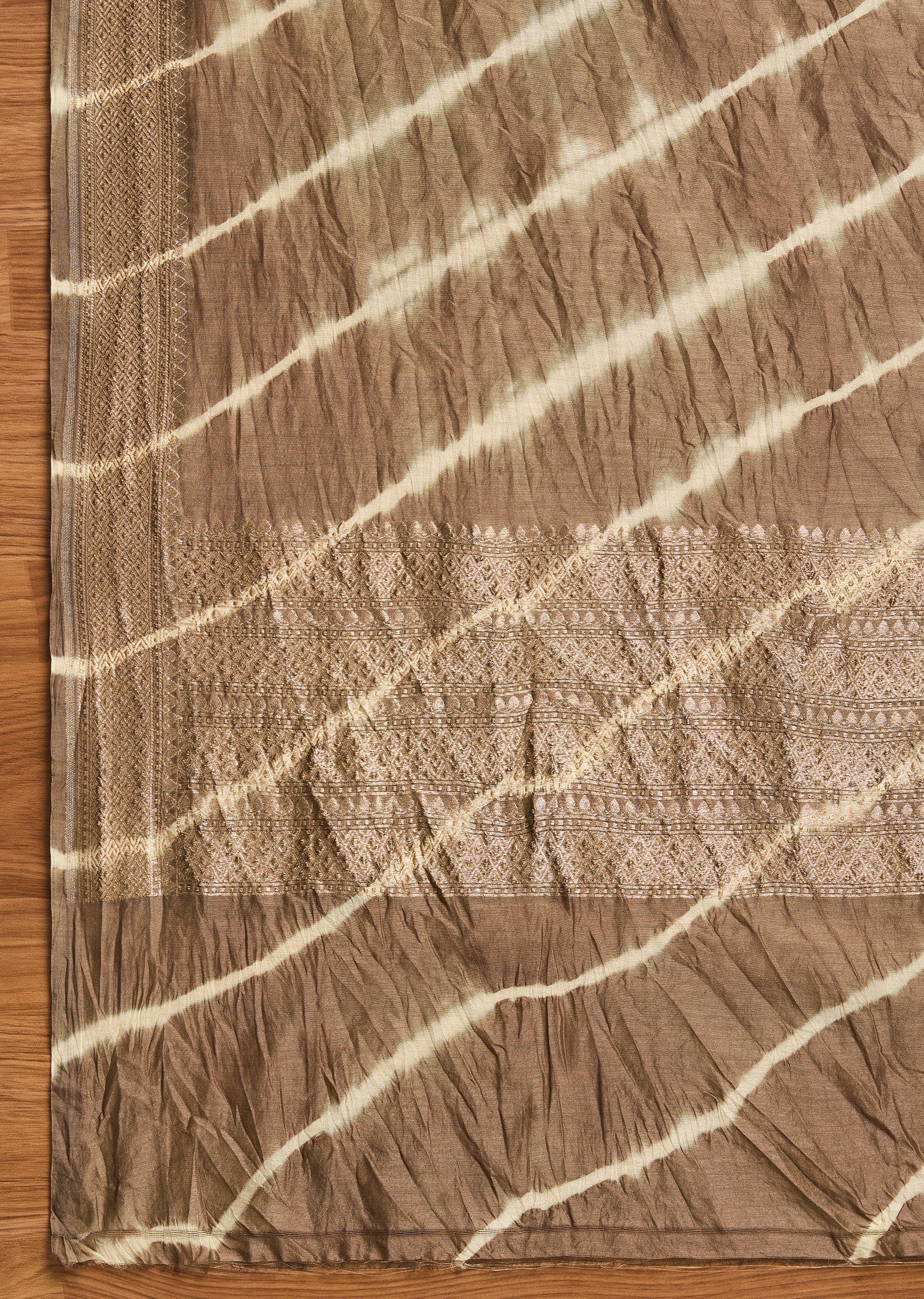 Brown Chanderi Unstitched Suit With Dupatta