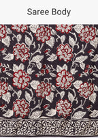 Brown Floral Hand Painted Saree with Blouse