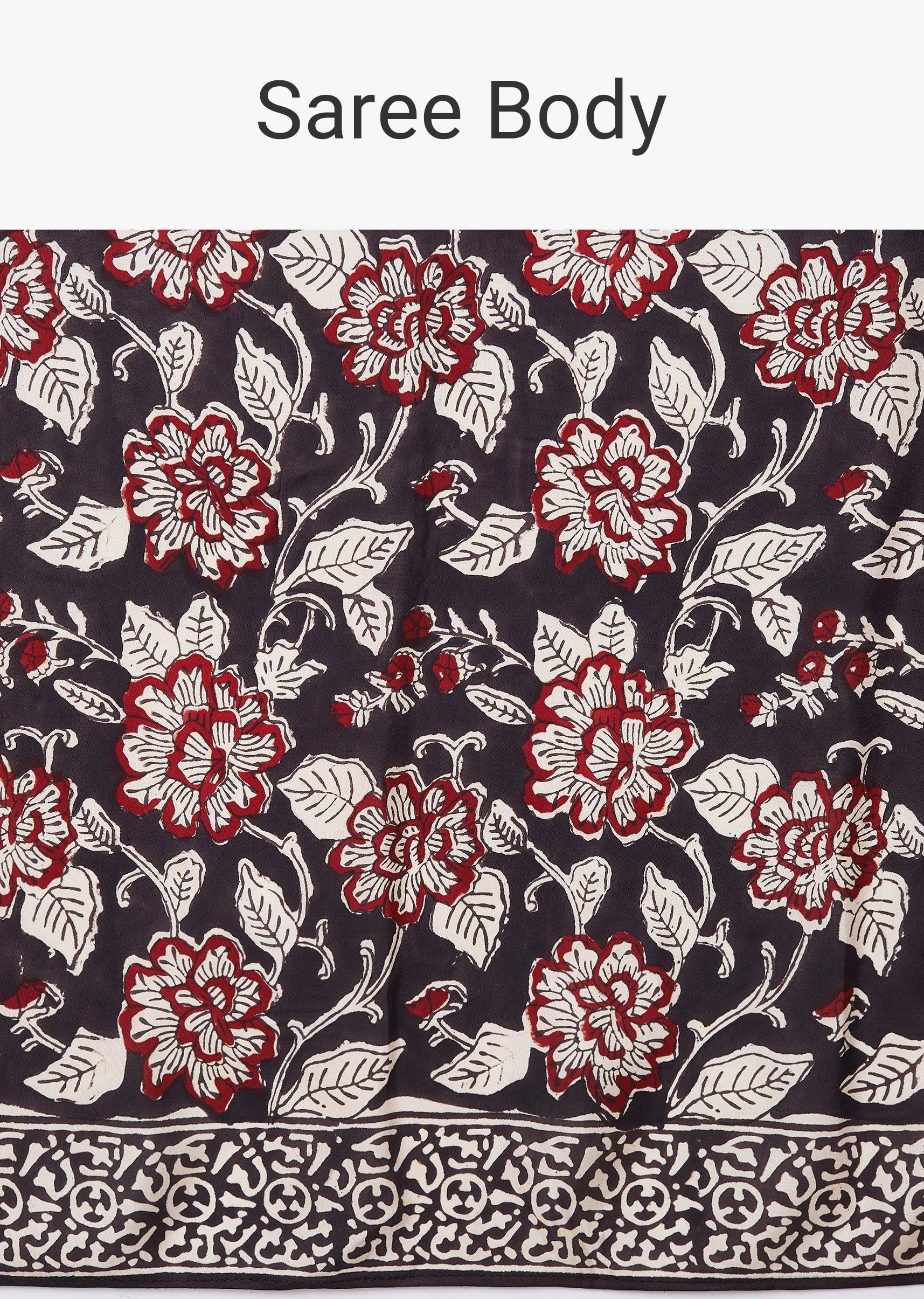 Brown Floral Hand Painted Saree with Blouse