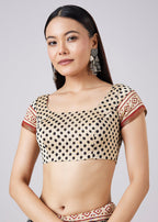 Brown Hand Painted Floral Motif Saree with Blouse