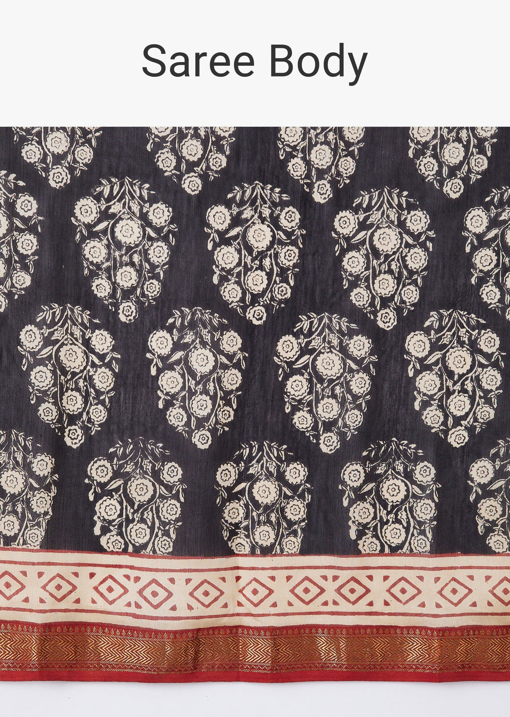 Brown Hand Painted Floral Motif Saree with Blouse
