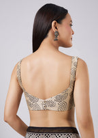 Brown Hand Painted Motif Saree with Blouse