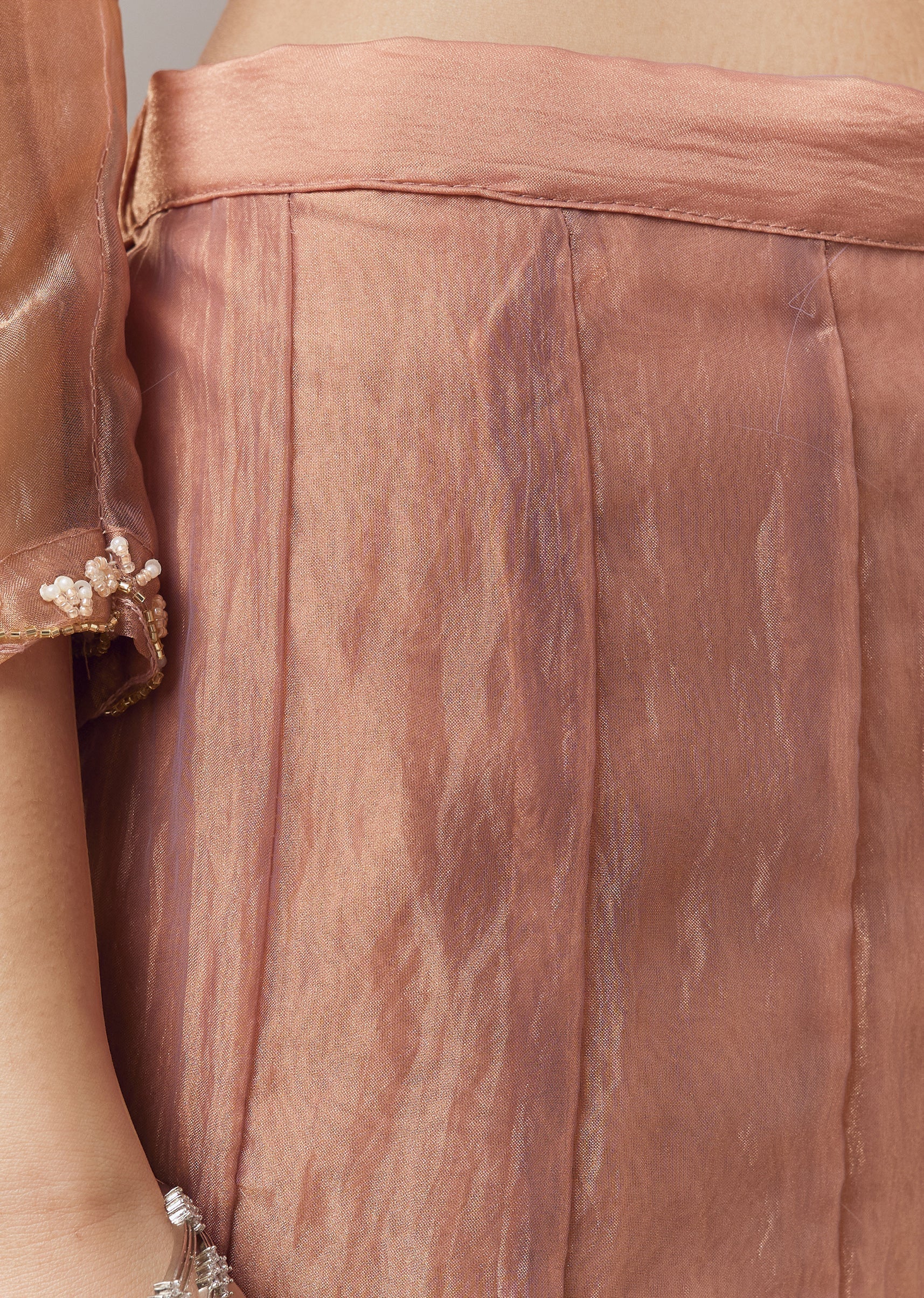 Brown Pakistani Style Palazzo Suit With Pastel Embroidery And Dupatta