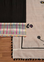 Classic Black And White Cotton Printed Unstitched Suit With Dupatta