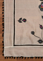 Classic Black And White Cotton Printed Unstitched Suit With Dupatta