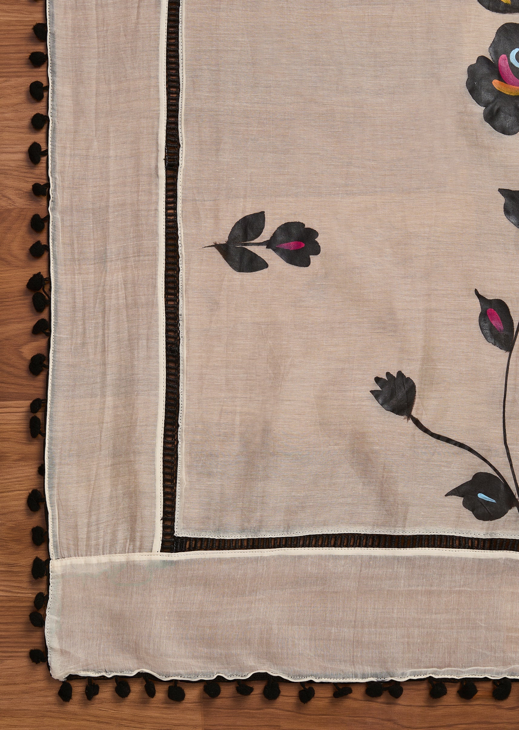 Classic Black And White Cotton Printed Unstitched Suit With Dupatta