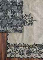 Classic Black Cotton Printed Unstitched Suit Set