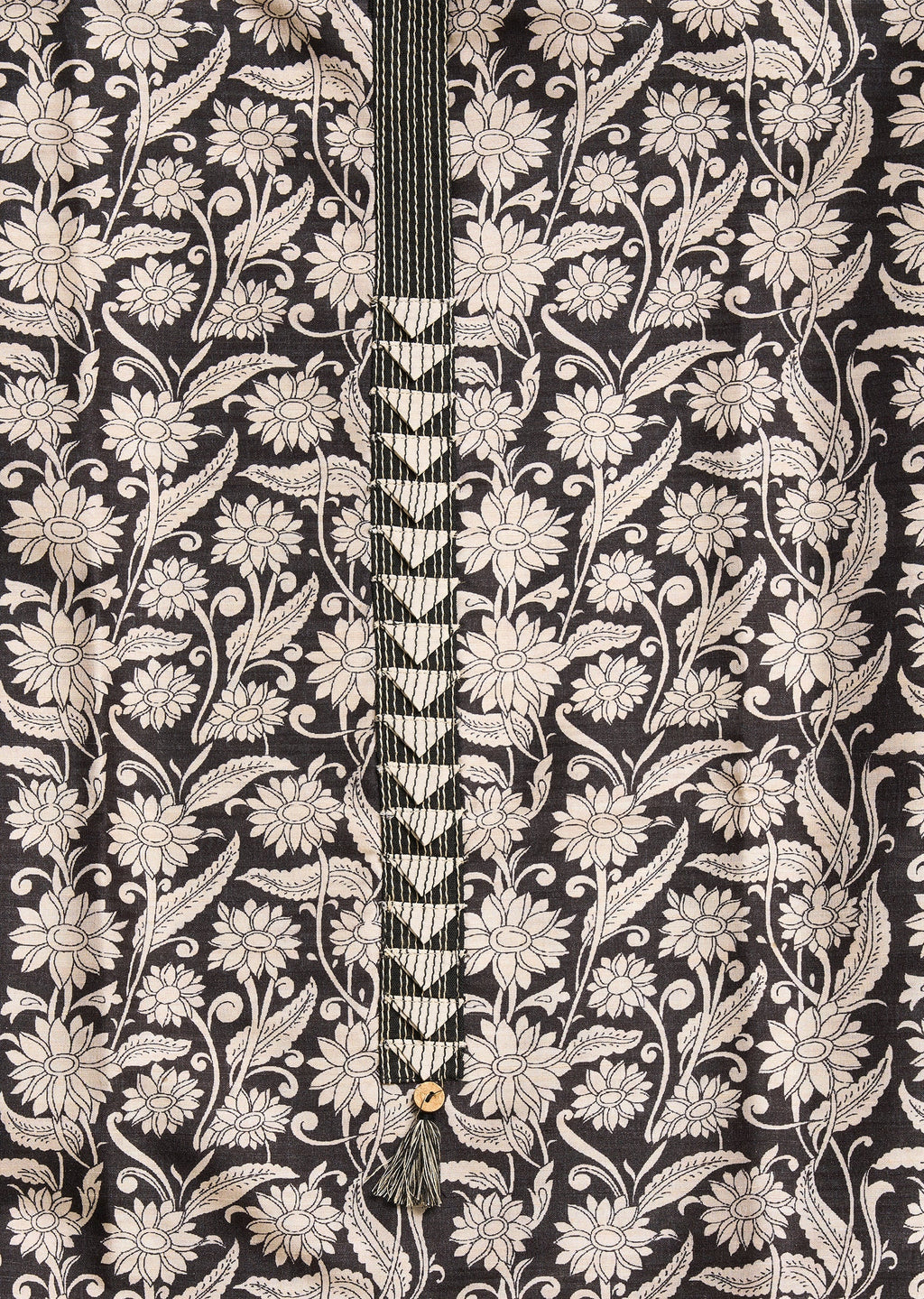 Classic Black Cotton Unstitched Suit