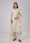 Cream Chanderi Kurta Set With Embellished Work