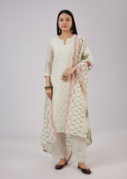 Cream Chanderi Kurta Set With Embellished Work
