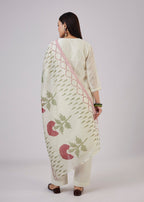 Cream Chanderi Kurta Set With Embellished Work
