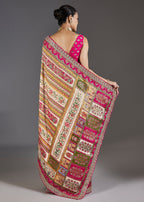 Cream Dola Silk Floral Printed Saree