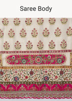 Cream Dola Silk Floral Printed Saree