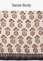Cream Tassel Border Printed Saree with Unstitched Blouse