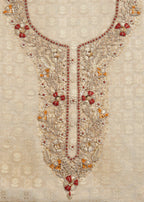 Cream Tissue Unstitched Suit with Bandhani Dupatta