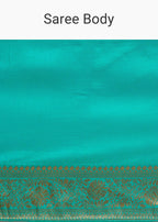Cyan Dola Silk Saree With Zari Woven Border And Pallu