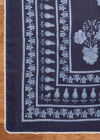 Dark Blue Cotton Printed Unstitched Suit Set