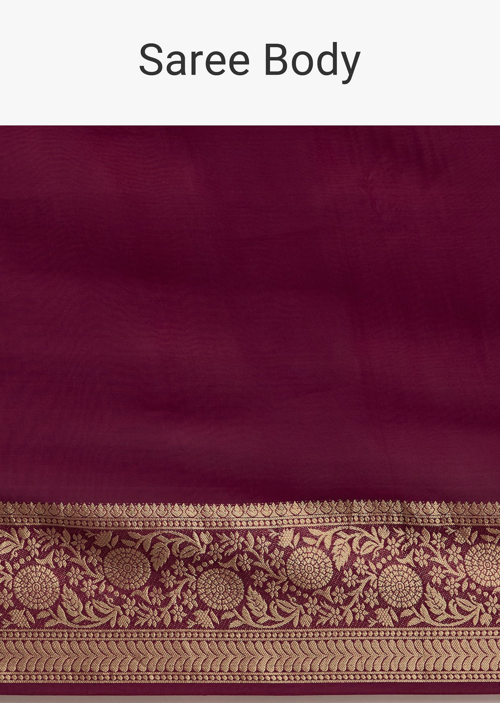 Dark Wine Crepe Silk Saree With Zari Border And Contrast Blouse