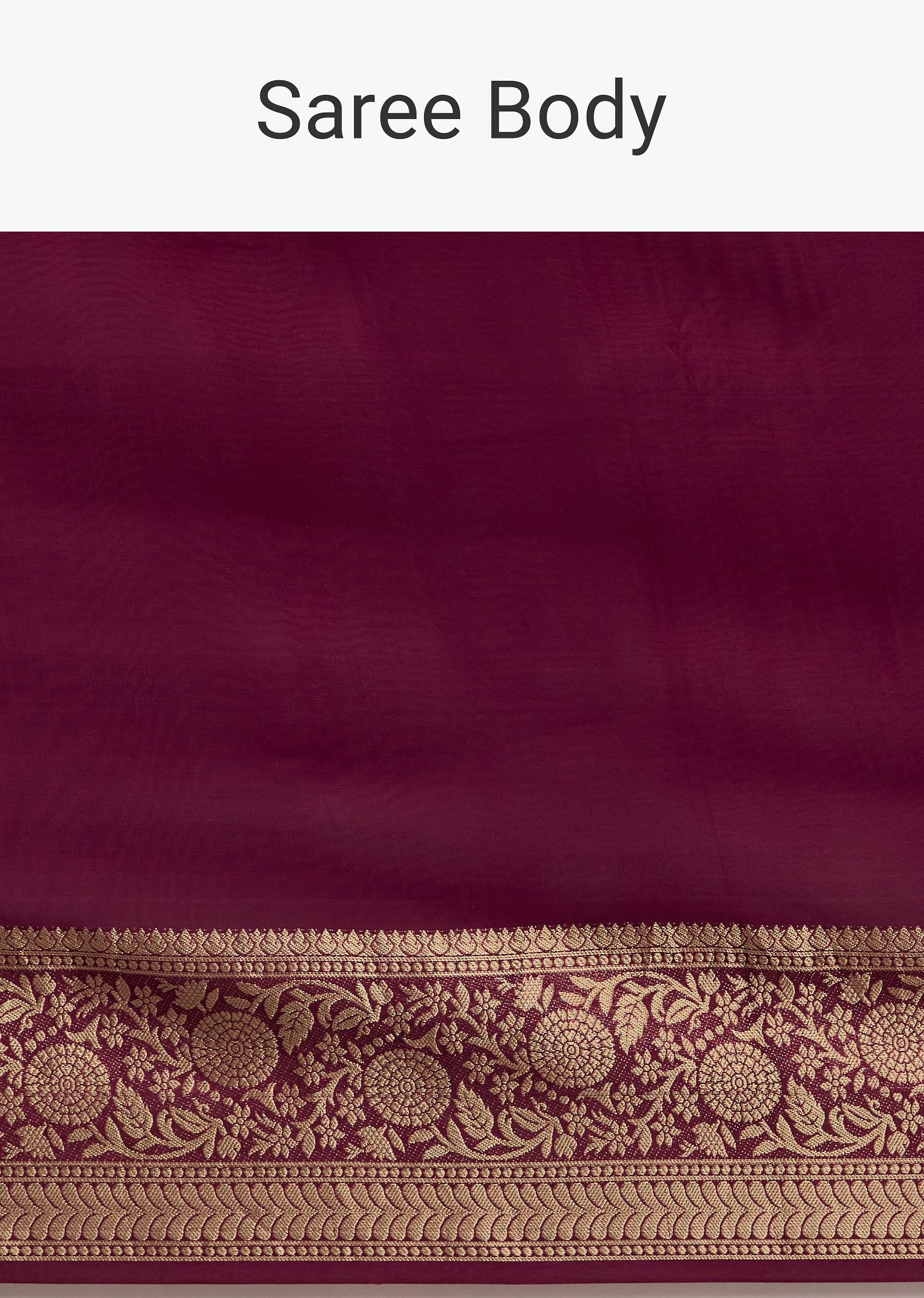 Dark Wine Crepe Silk Saree With Zari Border And Contrast Blouse