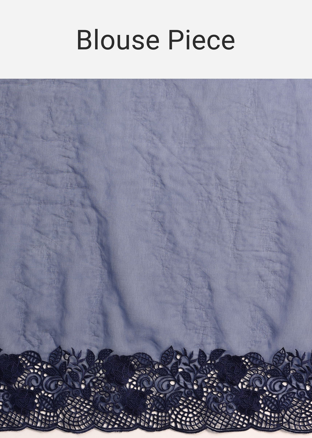 Dark Blue Organza Embroidered Saree With Unstitched Blouse