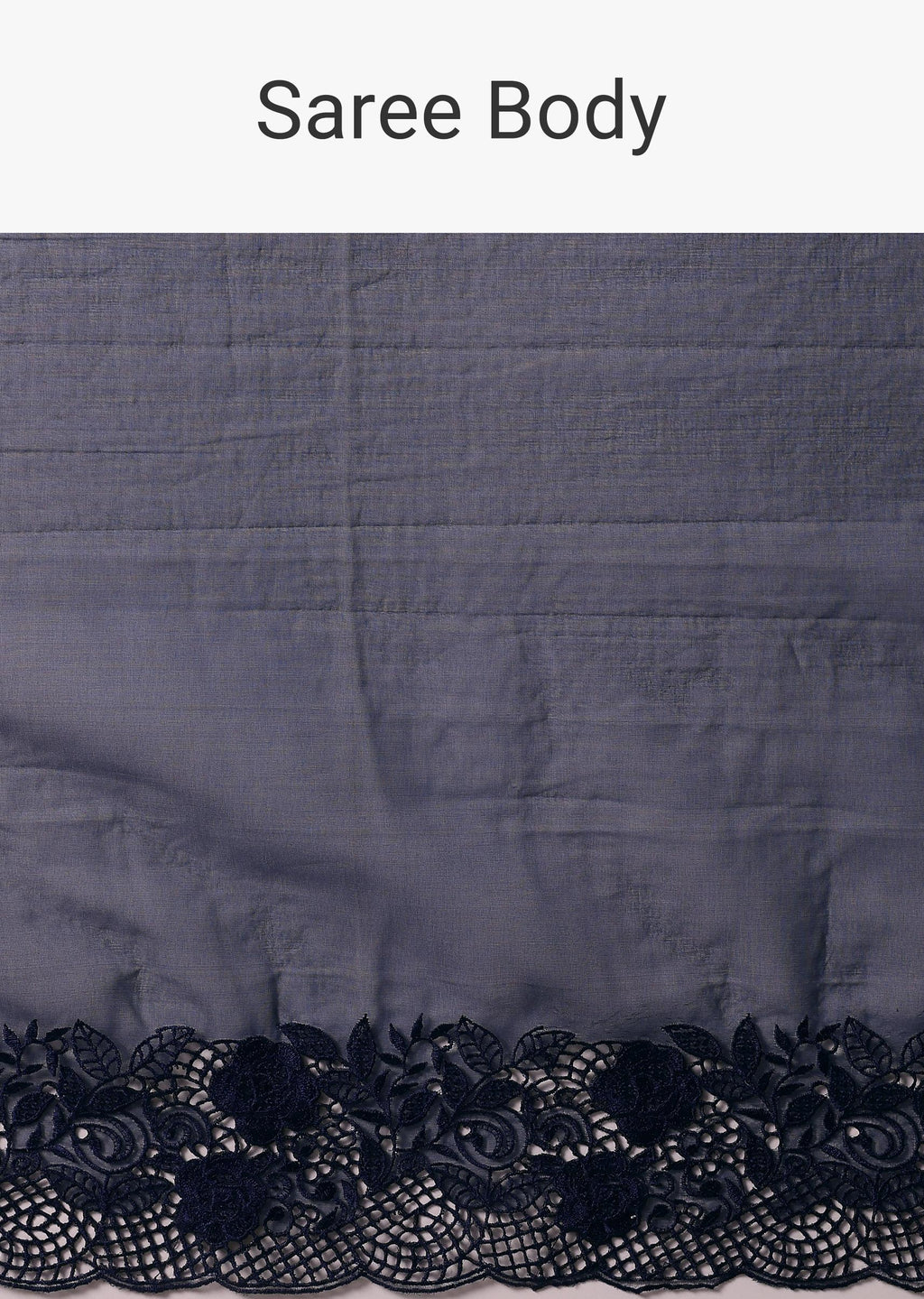 Dark Blue Organza Embroidered Saree With Unstitched Blouse