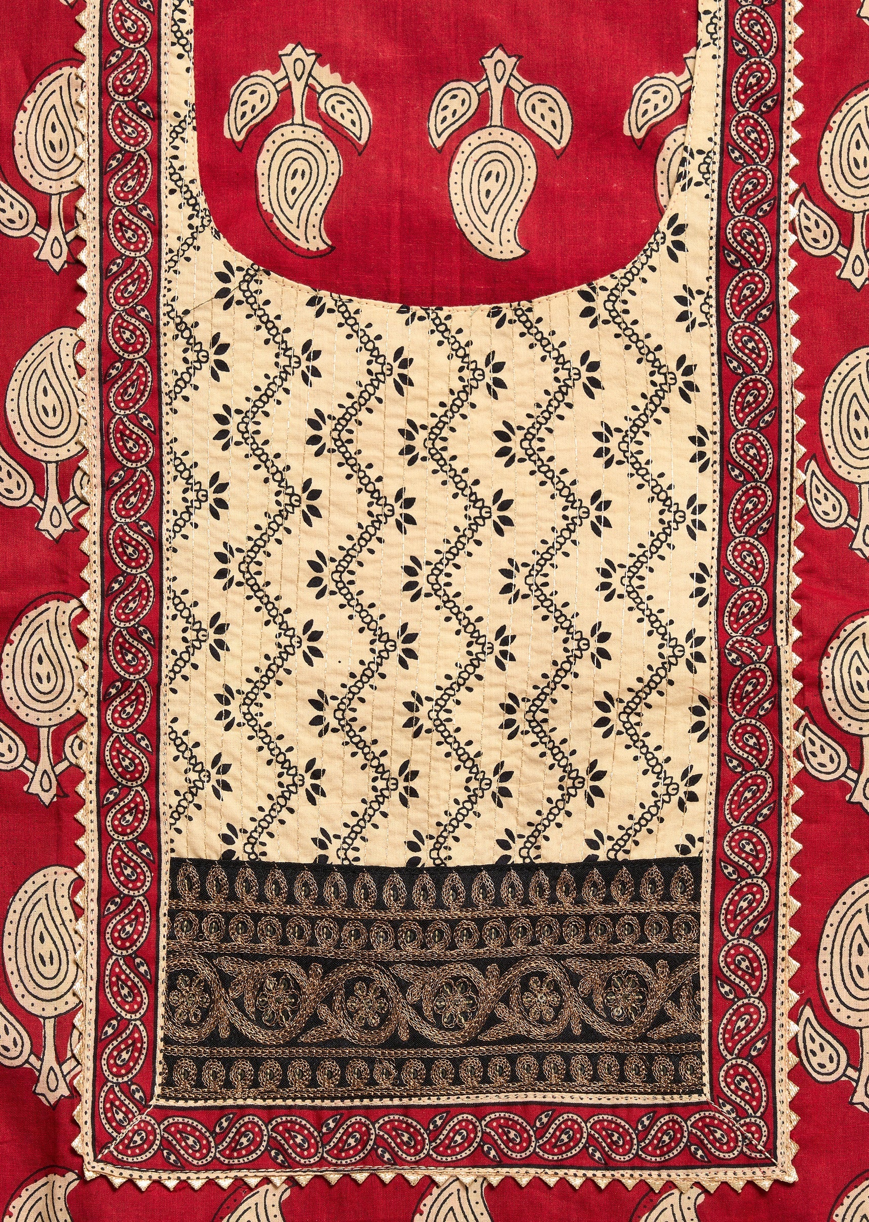 Deep Maroon Cotton Unstitched Suit