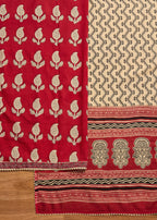 Deep Maroon Cotton Unstitched Suit