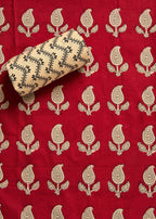 Deep Maroon Cotton Unstitched Suit