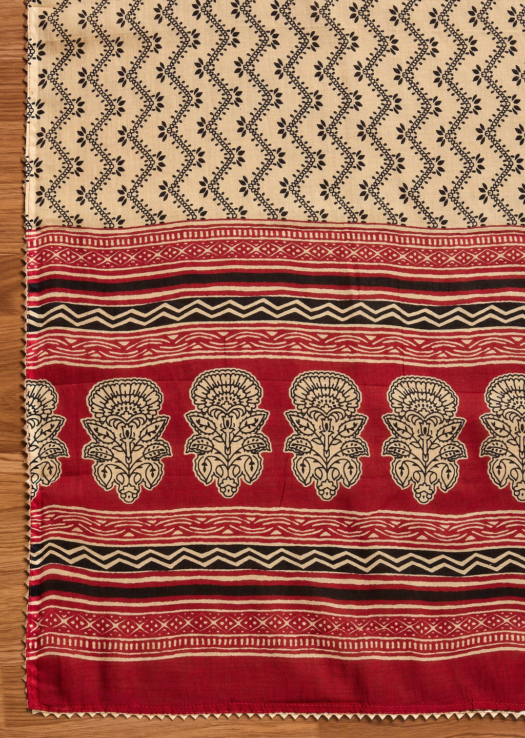 Deep Maroon Cotton Unstitched Suit