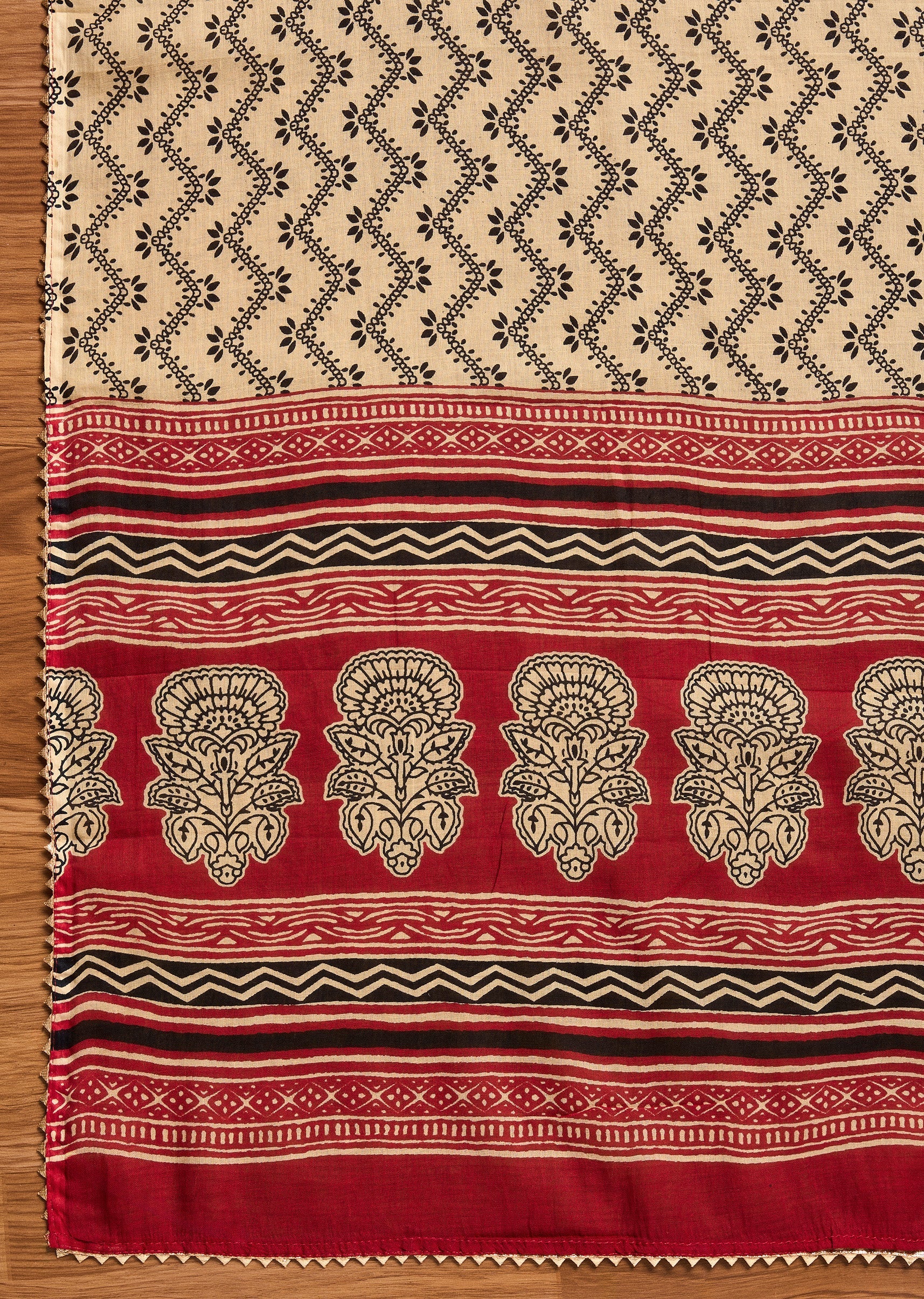 Deep Maroon Cotton Unstitched Suit