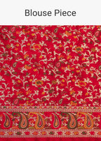 Dola Silk Red Bandhani Saree With Meenakari Border Pallu And Unstitched Blouse