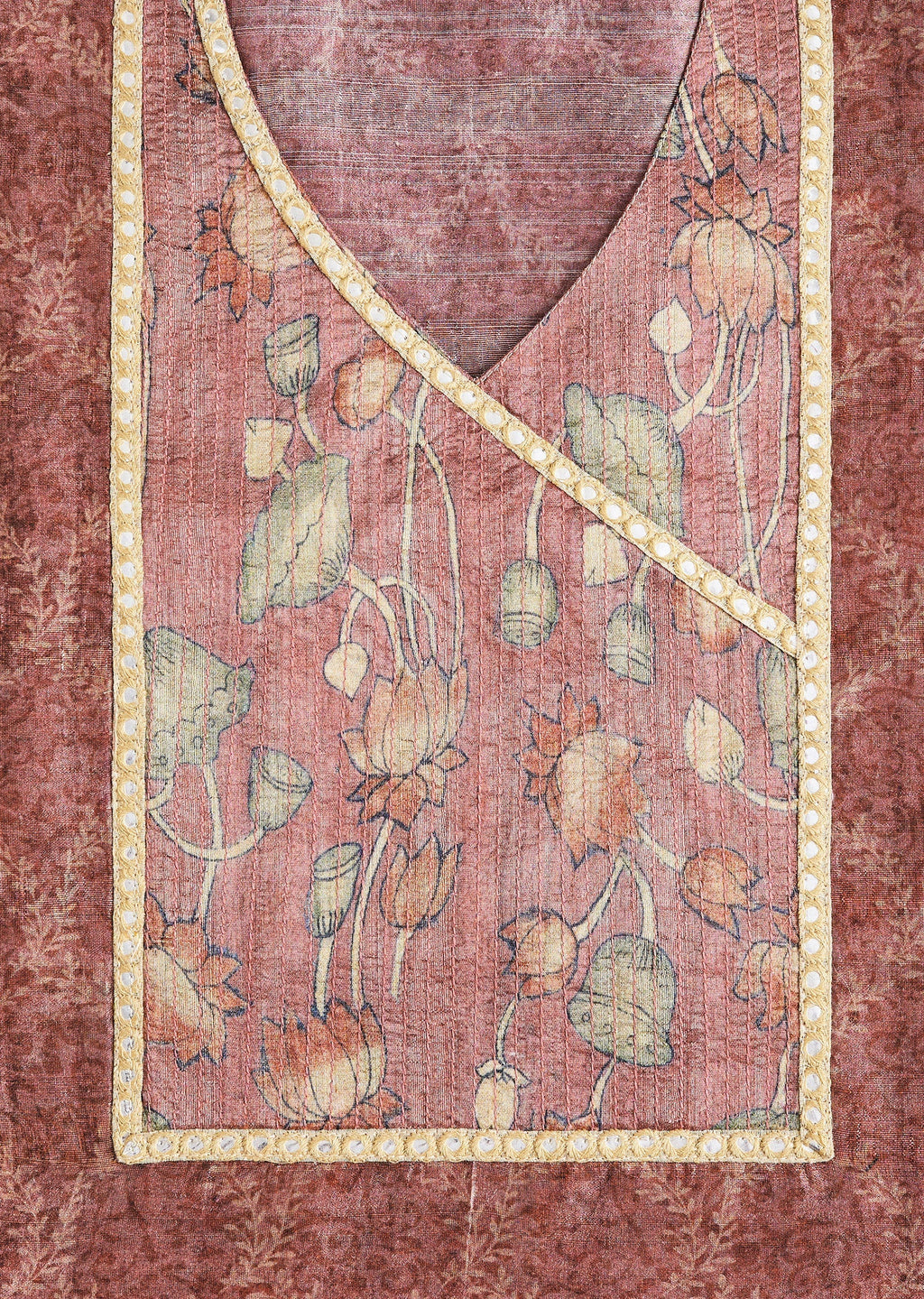 Dusty Mauve Cotton Printed Unstitched Suit Set