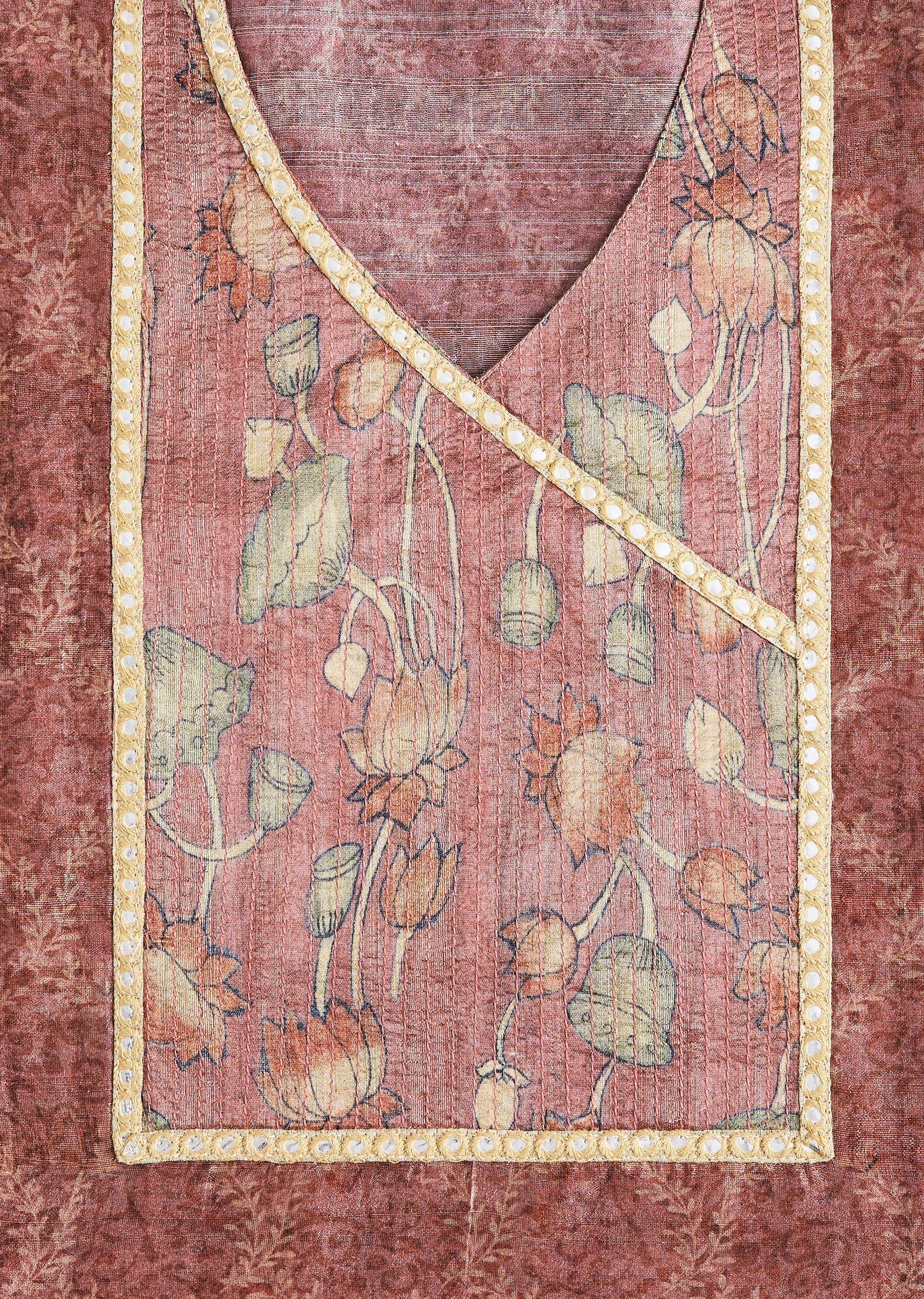 Dusty Mauve Cotton Printed Unstitched Suit Set