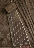 Earthy Brown Cotton Block Printed Unstitched Suit Set