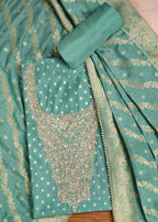 Elegant Blue Chanderi Suit Fabric with Dupatta