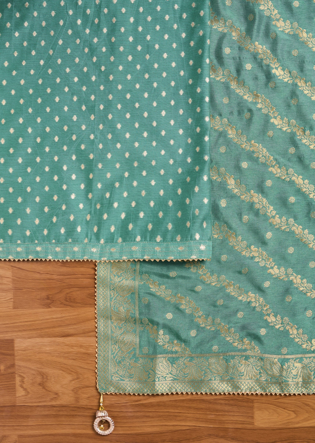 Elegant Blue Chanderi Suit Fabric with Dupatta
