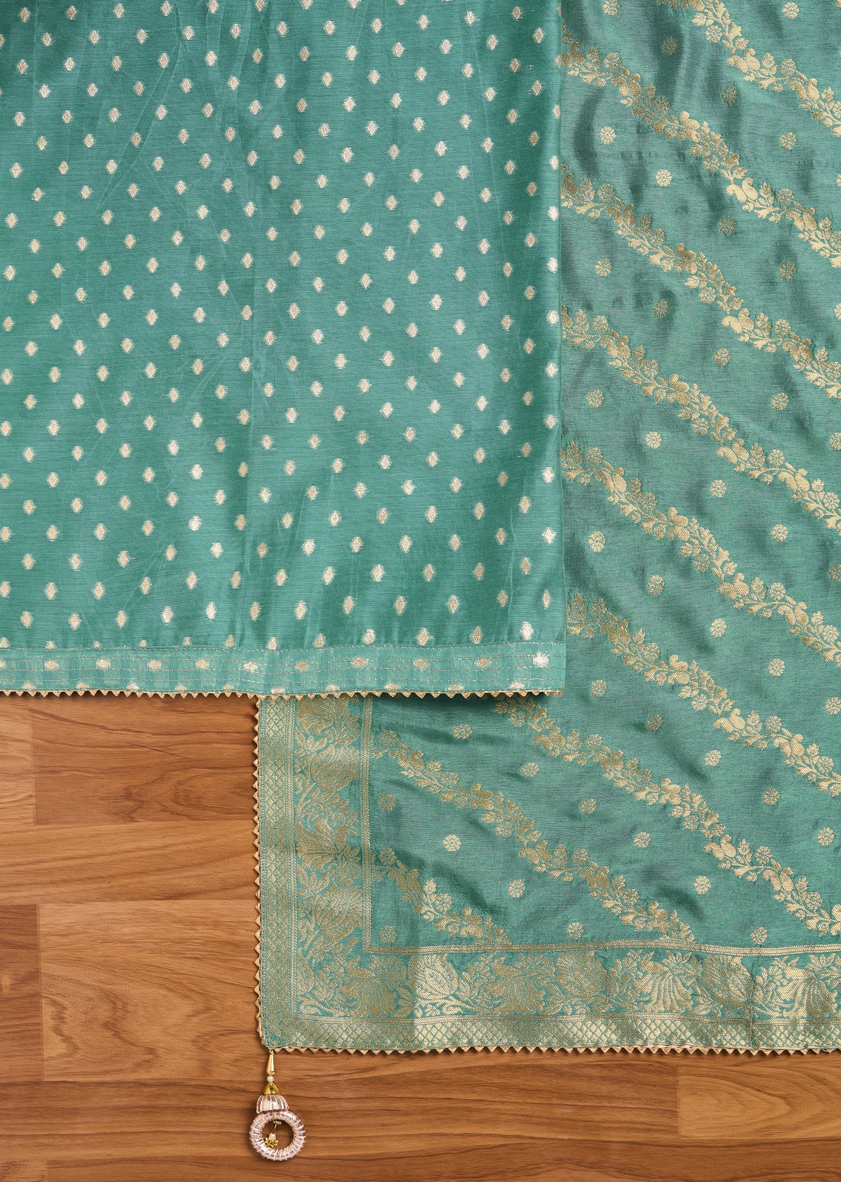 Elegant Blue Chanderi Suit Fabric with Dupatta