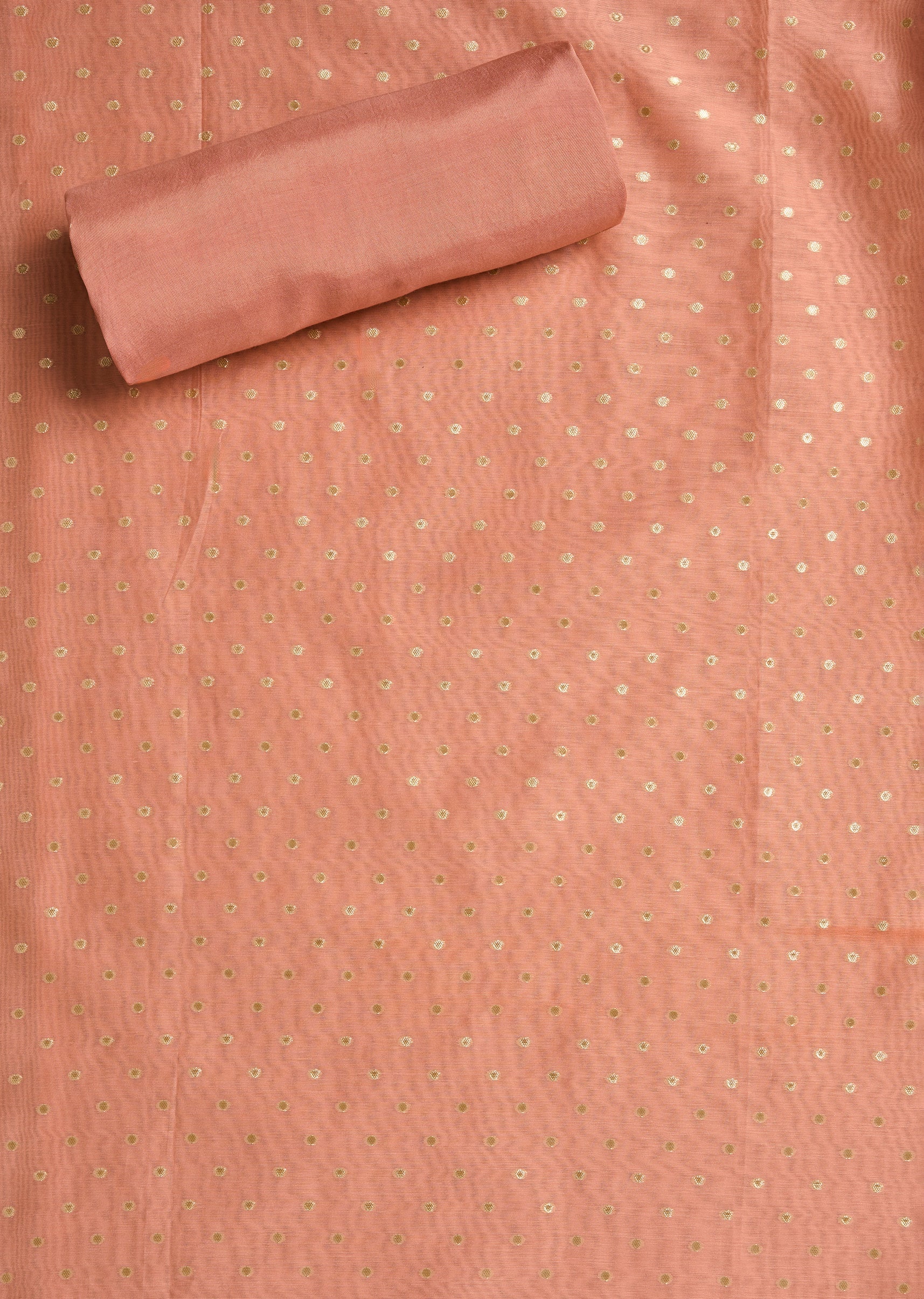 Elegant Peach Chanderi Suit Unstitched with Dupatta