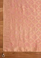 Elegant Peach Chanderi Suit Unstitched with Dupatta