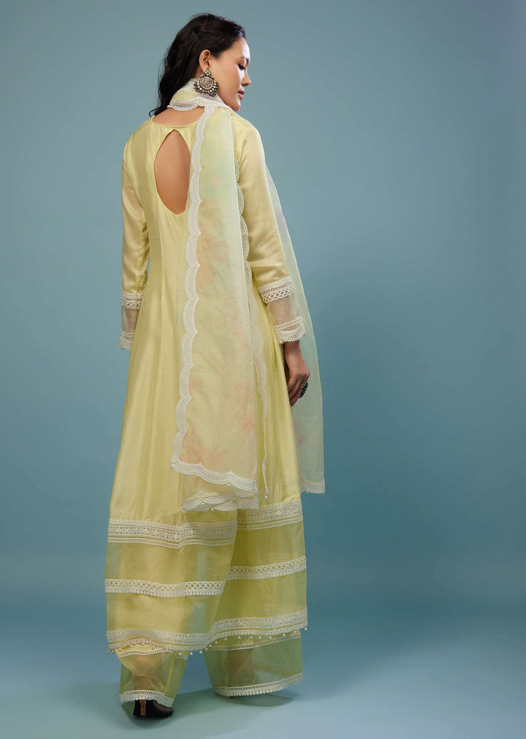 Daffodils Yellow Palazzo Suit In Viscose Silk