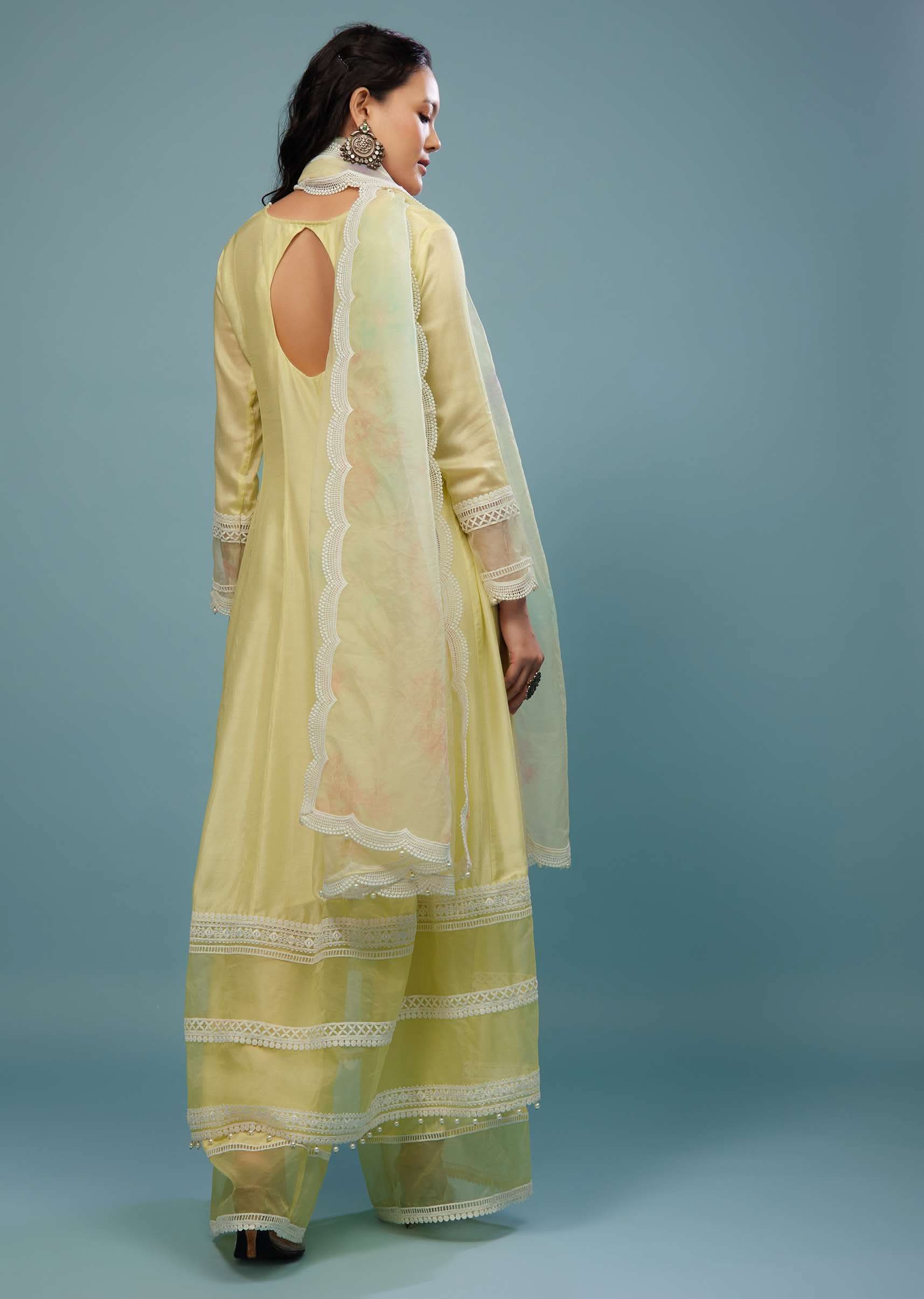 Daffodils Yellow Palazzo Suit In Viscose Silk