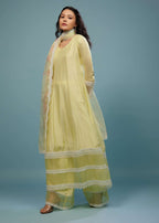 Daffodils Yellow Palazzo Suit In Viscose Silk