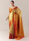 Gold Silk Kanjivaram Saree with Unstitched Blouse