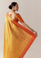 Gold Silk Kanjivaram Saree with Unstitched Blouse
